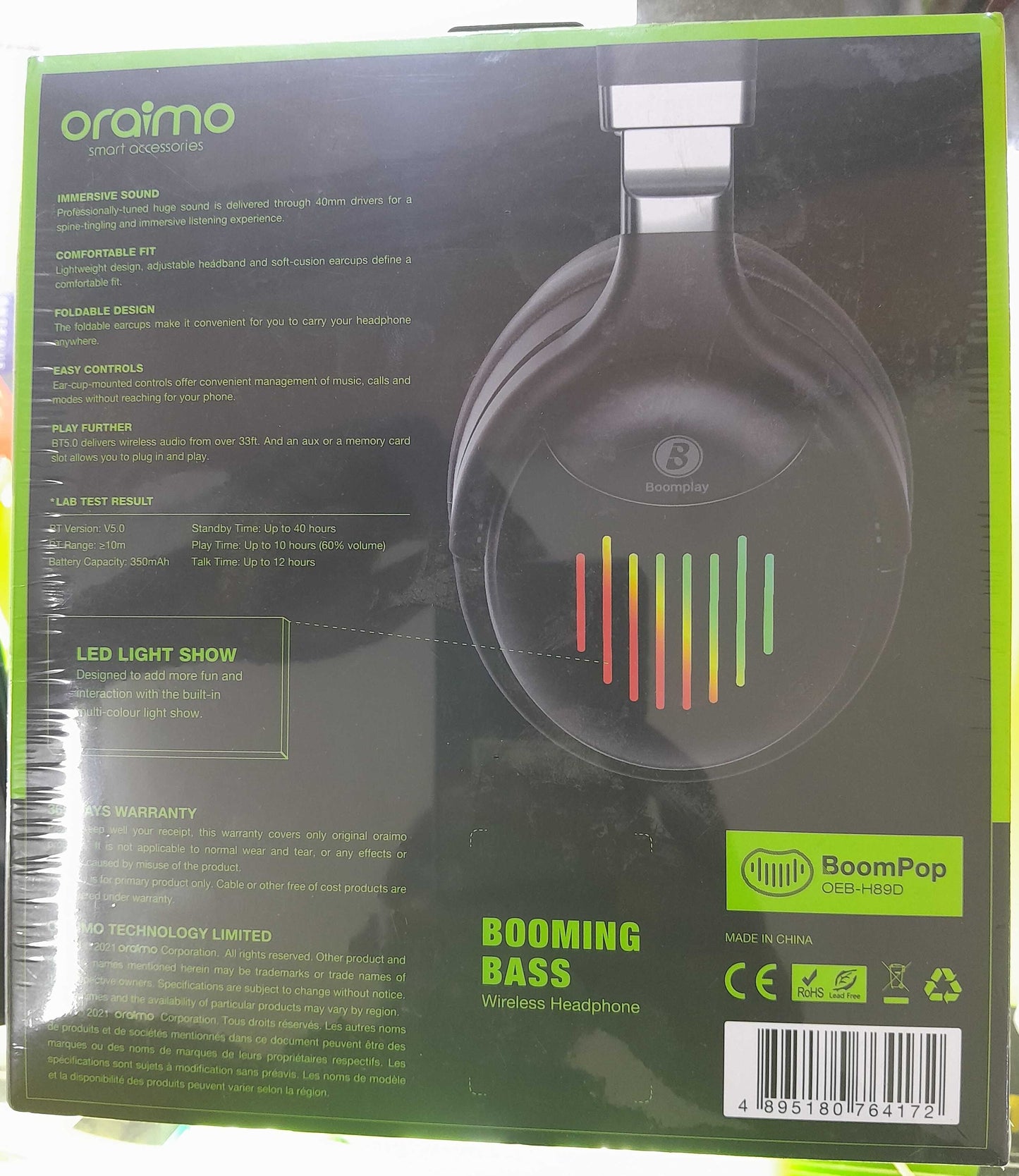 Booming bass Oraimo wireless headphones