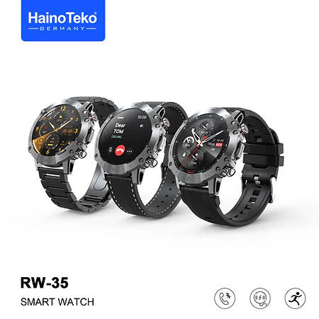 Haino Teko Germany RW-35 Round Shape Smart Watch With 3 Pair Strap and Wireless Charger