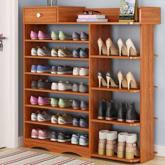 Contemporary Wooden Shoe Rack Tower