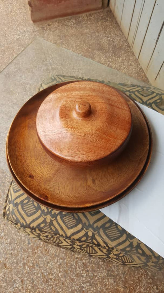 Round Wooden Plate & Bowl