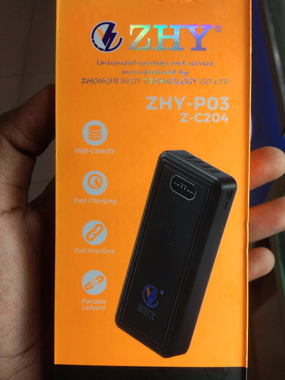 10000mAh ZHY Slim Multi-Cable Slim Power Bank - Black